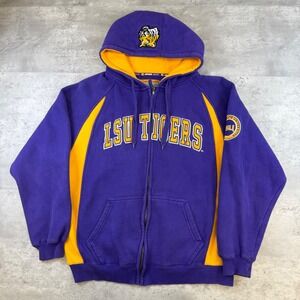 Colosseum Athletics LSU Full Zip Hoodie Purple Yellow Mens Large Collegiate